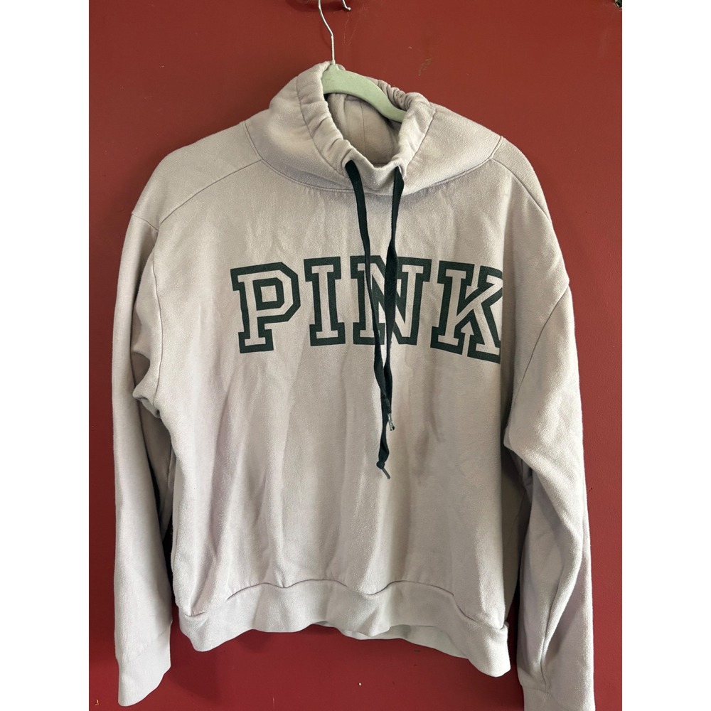 Victoria's Secret PINK Funnel Neck Sweatshirt Mauve Lavender Logo Pullover Large